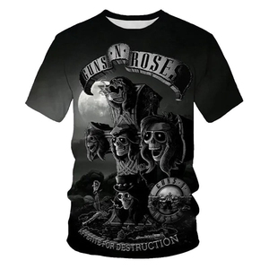 Nouveau T-shirt Sport Décontracté Uni 220g Été 2025 – Tops Punk Rose Rock Band 3D Personnalisé OEM Design Vierge - Product Image 2