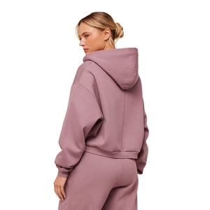 <b>Women's</b> Purple Zip Up Hoodie <b>Jogger</b> Set Cropped Hoodie Sweatpants Two Piece Streetwear Lounge <b>Outfit</b> - Product Image 2