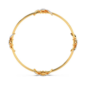 <b>Infinity</b> Wave Diamond Station Gold Bangle with Round Lab Grown Diamonds - Product Image 3