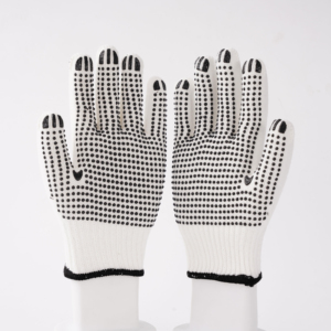 Gants de sécurité en coton tricoté avec points PVC de haute qualité, points noirs sur les bouts des doigts, antidérapants, pour travaux polyvalents - Product Image 6