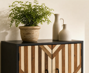 Decorative Geometric Wooden Accent Cabinet with <b>Metal</b> Frame Storage <b>Cupboard</b> Wholesale for Modern Interior Design and Homes - Product Image 6