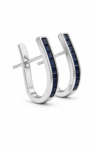 Pendientes de Zafiro Azul en Plata de Ley 92.5 con Baño de Rodio, Regalo de Lujo para Fiestas y Eventos KLST-30940 - Product Image 1