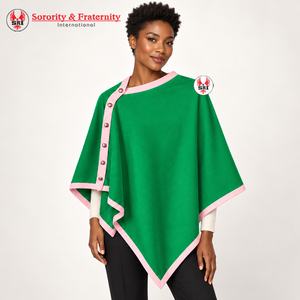 Capa tipo chal verde y rosa para mujer de Alpha Kappa Sorority, suéter casual a rayas con frente abierto, capa tipo chal para uso diario, cuadrada - Product Image 1