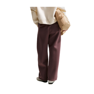 Pantalon large pour femme, taille élastique, devant plat, en molleton tricoté, décontracté, pour l'automne, tenue de détente - Product Image 4