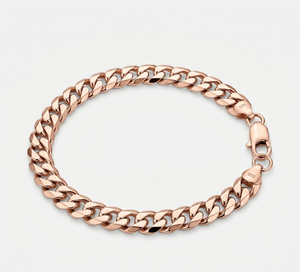 Bracelet et collier en chaîne gourmette or rose |   Base en argent sterling 925 |   Cadeau pour femmes et hommes | - Product Image 5