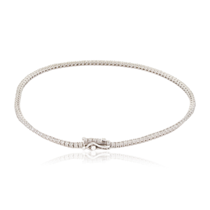 Simple Elegant Design Natural Diamond Box Lock Sleek Tennis Bracelet For Everyday Wear Sparkle Jewelry 14K White <b>Gold</b> - Product Image 5