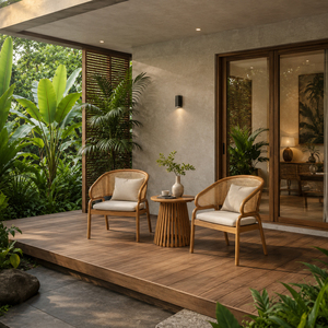 Muebles Modernos para Terraza, Mesa de Centro de Teca Sólida Resistente al Agua, Mesa de Acento para Exteriores, Estilo Nusa, Natural - Product Image 6