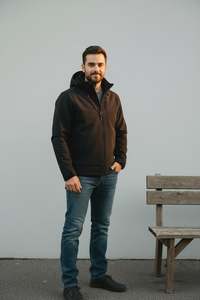 Veste de survêtement rétro en nylon personnalisée avec logo brodé, fermeture éclair, passepoil, veste softshell unie, coupe-vent pour homme - Product Image 4