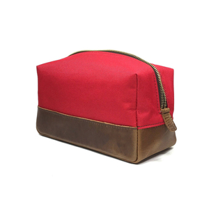 Leather Canvas Toiletry Bag Waterproof Travel Organizer Cosmetic Storage Dopp Kit Large Travel <b>Case</b> LCTB-0089 - Product Image 1