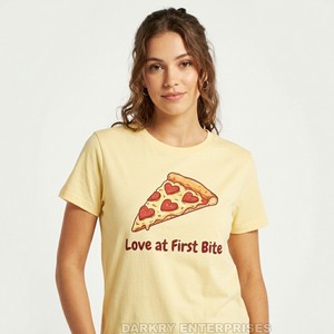 Camiseta Divertida de Pizza para Mujer, Camiseta Gráfica Personalizada con Humor, Fabricante de Camisetas con Estampado de Pizza Amarilla, Camiseta Novedosa de Algodón para Mujer, Verano - Product Image 1