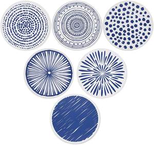 Absorbent <b>Ceramic</b> Drink <b>Coasters</b> with Cork Base Round Stone Table Protection Mats for Coffee Mugs Cups - Product Image 3