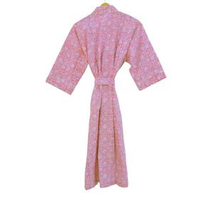 Hand Block Printed 100% Cotton Bath Robe Maxi Gown <b>Kimono</b> <b>Women</b> Floral Printed Boho Style Beach Wear Sleepwear Bridal Summer - Product Image 5