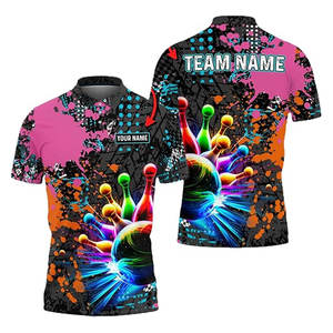 Camisetas de Boliche Personalizadas para Hombre, Camisetas Polo de Boliche con Nombre Personalizado, Elegante Camiseta de Boliche con Cierre de Cremallera, Regalo Único - Product Image 1