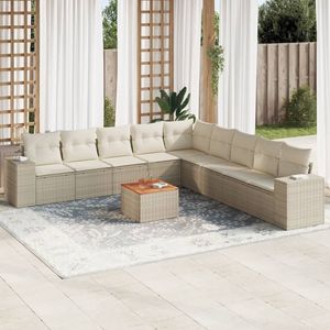Juego de Muebles de Jardín Modulares de Ratán Sintético PE Beige de 10 Piezas - Product Image 1