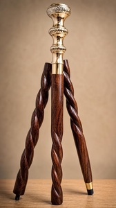 Canne de marche classique en bois sculpté avec poignée en laiton, artisanale, 36 pouces, pour la décoration intérieure - Product Image 3