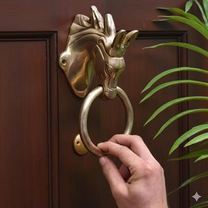 Timbre de Puerta de Latón Macizo Hecho a Mano para Puerta Principal, Timbre de Puerta de Latón de Estilo Vintage para Entrada del Hogar, Timbre de Puerta de Latón de Lujo - Product Image 5