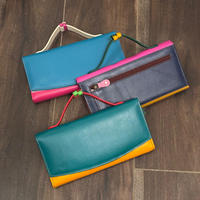 2025 dompet wanita multiwarna Clutch kulit unik daur ulang bergaya buatan tangan dompet kualitas tinggi indah