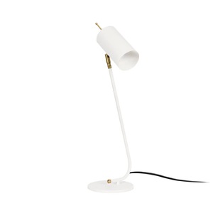 Elegante Lámpara de Mesa de Latón Dorado con Pantalla de Lino Blanco, Iluminación Estilosa para Sala de Estar - Product Image 2