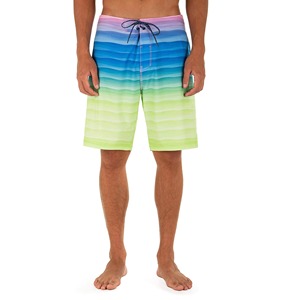 Shorts de bain décontractés pour hommes à séchage rapide avec cordon de serrage et poche, motif dégradé à rayures, parfaits pour la sublimation - Product Image 5