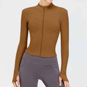 Women's Slim Fit Gym Fitness <b>Workout</b> Cropped Tops Long Sleeve Yoga Coat Zipper Design Sports Wear Running Yoga <b>Jacket</b> for Women - Product Image 6