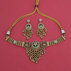 Exportador de Joyería Artificial de Moda en India, Collar Antiguo de Estilo Herencia con Baño de Oro 232439 - Product Image 2