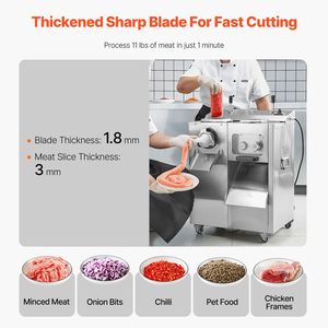 Tritacarne Elettrico Automatico 14 Lbs/Min in Acciaio Inossidabile con Lama per Affettare e Insaccare, con Piastra di Macinazione per Insaccatrice - Product Image 4