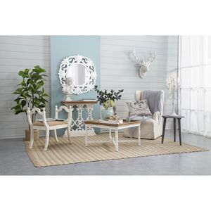 Consolle Classica Vintage Bianca Anticata 81x30x81 cm con Piano in Legno Marrone - Arredamento Elegante - Product Image 1