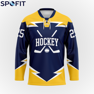 Maillot de hockey sur glace personnalisé avec impression par sublimation intégrale, respirant, séchage rapide, polyester, pour équipe professionnelle - Product Image 1