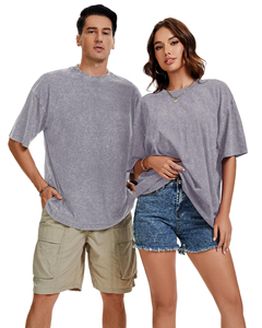 เสื้อยืดโอเวอร์ไซส์ ทรงครูว์เนค ผ้าฟอกสี 280 กรัม ทรงดรอปไหล่ เสื้อเบสิคผู้ชาย วินเทจ แขนสั้น สีพื้น เสื้อยูนิเซ็กส์ - Product Image 2