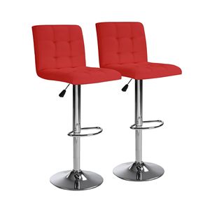 2pcs Red Cafe Counter Height Bar Stools with Back Footstool <b>Square</b> Cushion 1 <b>Set</b> of 1 <b>Set</b> of 2 Bar Stools - Product Image 1