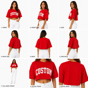 Camiseta Corta para Mujer, Personalizada con Bordado de Letras, Cuello Redondo, Manga Corta, Corte Holgado, Informal, Primavera Verano, 100% Algodón - Product Image 6
