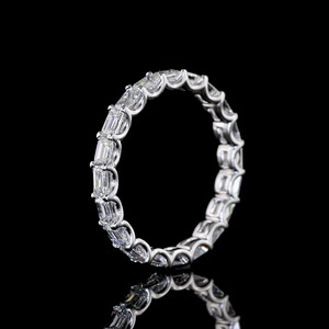 Lab Grown <b>Emerald</b> Cut Diamond Eternity Wedding <b>Band</b> <b>Ring</b> in 10K 14K 18K Gold 925 935 Silver - Product Image 3