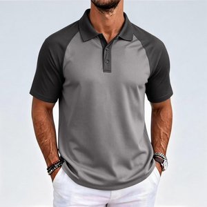 <b>Polo</b> <b>Shirts</b> For <b>Men</b> Raglan <b>Sleeve</b> Turn-Down Collar Color Block Wrinkle-Resistant for Summer Breathable Cotton/Poly Blend 220 GSM - Product Image 6