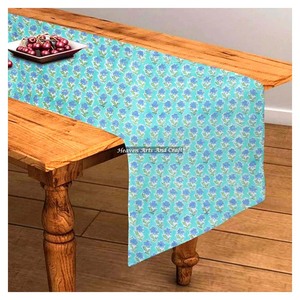 Handmade Modern Floral Design Block Print Pattern Fabric <b>Table</b> <b>Runner</b> High Quality For Home Decor And Restaurant Parties - Product Image 2