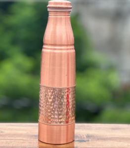 Bouteille d'eau en cuivre avec finition martelée et couvercle, vaisselle portable pour usage domestique, style vintage - Product Image 3
