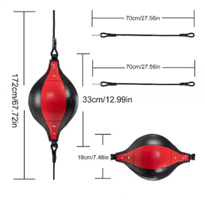 Balón de velocidad de boxeo de doble extremo de cuero, entrenador de reacción, saco de boxeo de suelo a techo con cuerda para práctica en gimnasio en casa - Product Image 4
