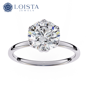 <b>Custom</b> Women Real 10k 14k18k Solid Pure White Gold VVS Lab Grown Diamond Setting Jewelry Engagement <b>Ring</b> - Product Image 2