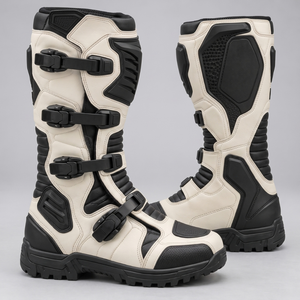 Bottes de moto longues en cuir robuste avec caractéristiques anti-abrasion, doublure confortable et ajustement sécurisé pour les motards - Product Image 5