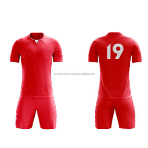 เสื้อโปโลแขนยาวสีแดงสำหรับผู้ชาย ชุดอเมริกันฟุตบอล กางเกงขาสั้นเอวยางยืด ลายพิมพ์ซับลิเมชั่น ระบายเหงื่อได้ดี - Product Image 2