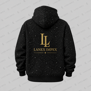 Sweat-shirt à capuche unisexe noir avec strass, logo personnalisé, streetwear décontracté, sweat-shirt en molleton à manches longues, 100% coton, tendance - Product Image 3