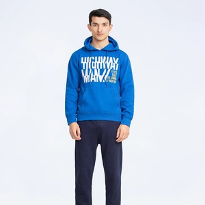 Sweat-shirt à capuche unisexe bleu, coupe classique, en coton French Terry, décontracté, hiver, uni, avec poche avant - Product Image 2