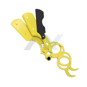 Rasoir à lame droite simple pour hommes, rasoir de barbier professionnel, couteau à raser pour salon et usage domestique, jaune citron - Product Image 1