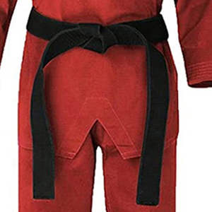 Uniforme de Taekwondo Rojo Premium de Algodón y Poliéster, Dobok de Artes Marciales con Cuello en V, Traje de Entrenamiento de Karate para Niños y Adultos, Logotipo Personalizado TKD - Product Image 3