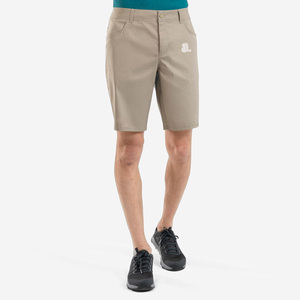 Shorts Bermuda Oxford Solides pour Hommes, Taille Mi-Haute, Fermeture Boutonnée, Logo Avant Décontracté, avec Poches, Couleur Beige, Tissu Tissé, Séchage Rapide - Product Image 1