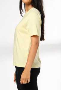 <b>Women's</b> <b>Yellow</b> O Neck Short Sleeve <b>T</b> <b>Shirt</b> Regular Fit Solid Casual Breathable Eco-Friendly Anti-Wrinkle Summer Top - Product Image 3