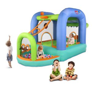 Castello Gonfiabile in Tessuto Oxford 840D Serie 420D Arancione Blu Verde, Grande Attrezzatura per Divertimento all'Aperto, Piscina di Palline, Trampolino - Product Image 1