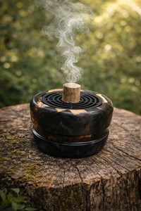 Brûleur à Bakhoor de luxe en bois d'acacia arabe et résine époxy, fait main, porte-encens Mubkhar pour Oud, parfum arabe - Product Image 5