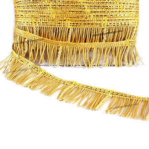 Frange en fil de rayonne métallique doré, garniture décorative pour vêtements et rideaux - Fournisseur de confiance, frange de 3 cm - Product Image 4