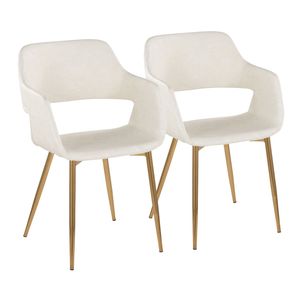 Juego de 2 Sillas de Comedor/Accesorio Margarite, Diseño Contemporáneo, Metal Dorado y Cuero Sintético Crema, Diseño Moderno y Elegante - Product Image 1
