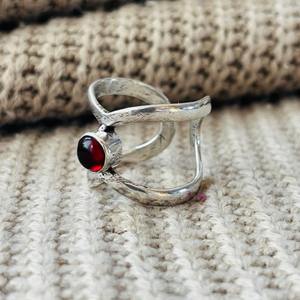 Minimalist Tribal garnet Brass <b>Ring</b> <b>Silver</b> Plated <b>Adjustable</b> Vintage Wholesale <b>Ring</b> For Women - Product Image 4
